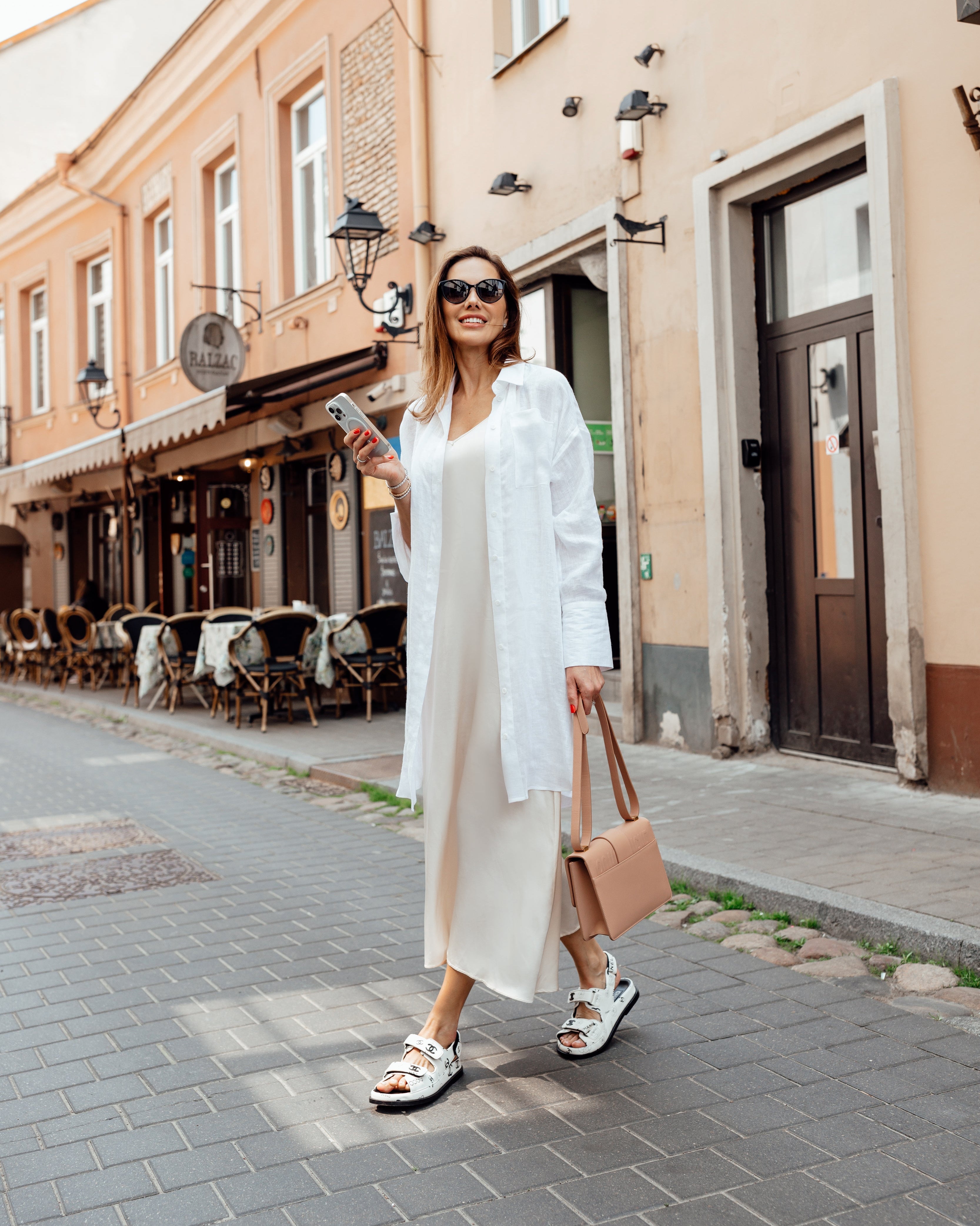 Linen oversized shirt dress