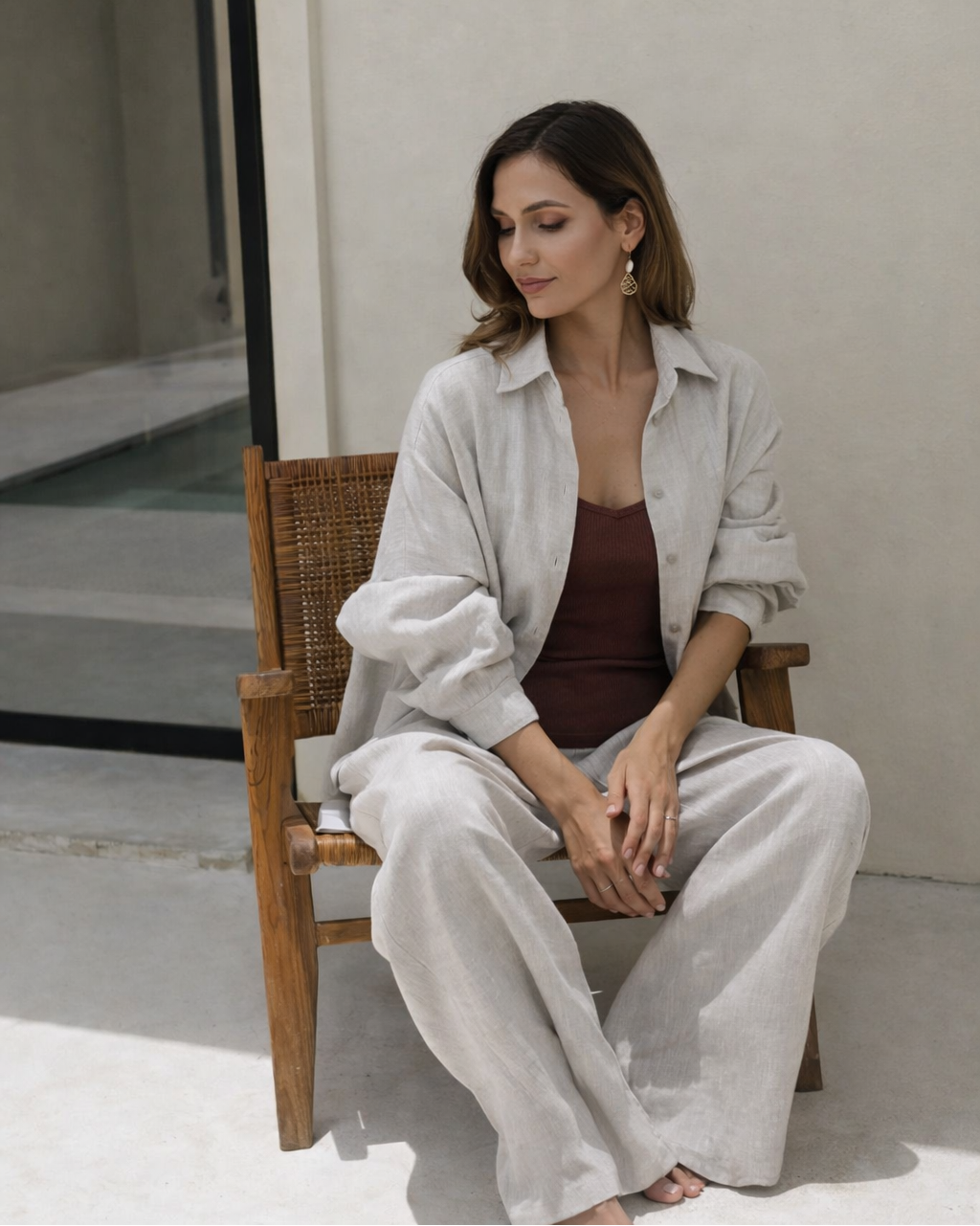 Natürliches Leinen-Set für Damen – Hemd und Hose – PIURE
