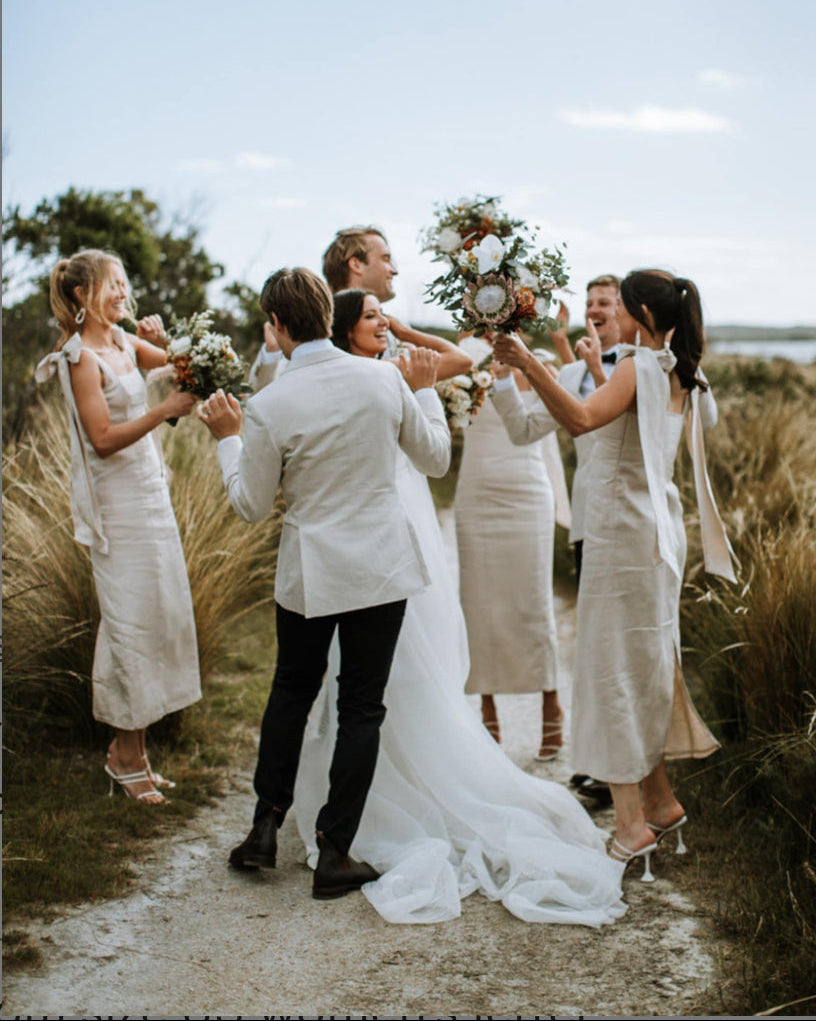 Bridesmaind linen midi dress