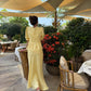 Butter yellow linen set back