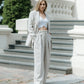 Pantalon large en lin Pantalon taille haute en lin brut