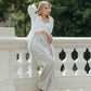 Pantalon large en lin Pantalon taille haute en lin brut