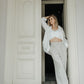 Pantalon large en lin Pantalon taille haute en lin brut