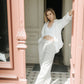 Pantalon large en lin Pantalon taille haute en lin brut