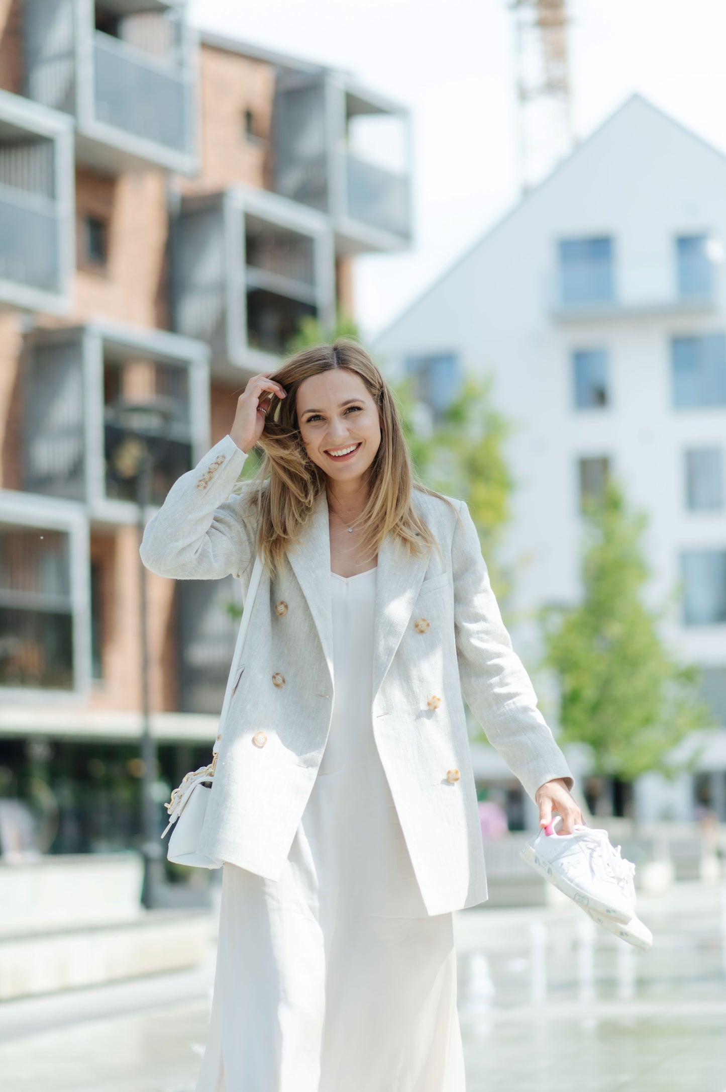 Natural linen women blazer