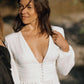 Women in Deep v neck summer dress in white