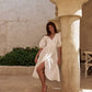 LILY Robe Portefeuille Midi en Mousseline de Coton Ivoire