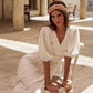LILY Robe Portefeuille Midi en Mousseline de Coton Ivoire