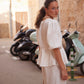 Front tie linen top  side 