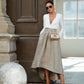 Full circle linen skirt with asymmetrical hem in natural European linen