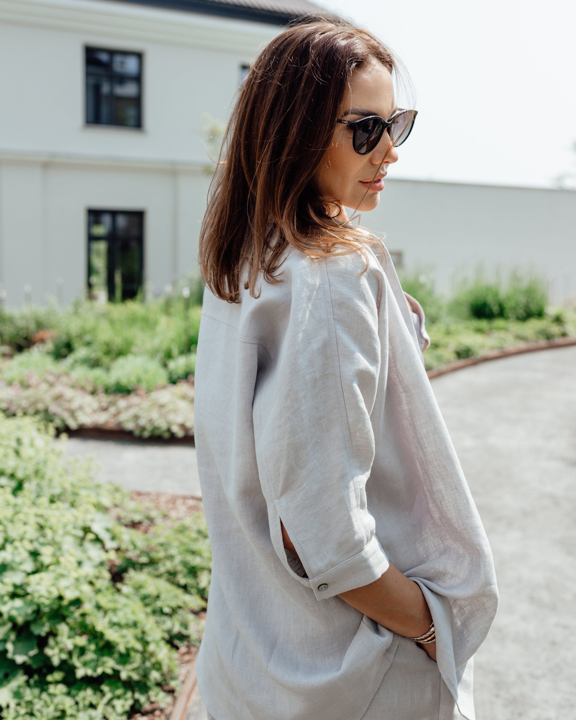Raglan  3/4 sleeves linen shirt 