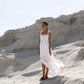 White long linen dress