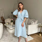 Robe portefeuille en mousseline à manches bouffantes