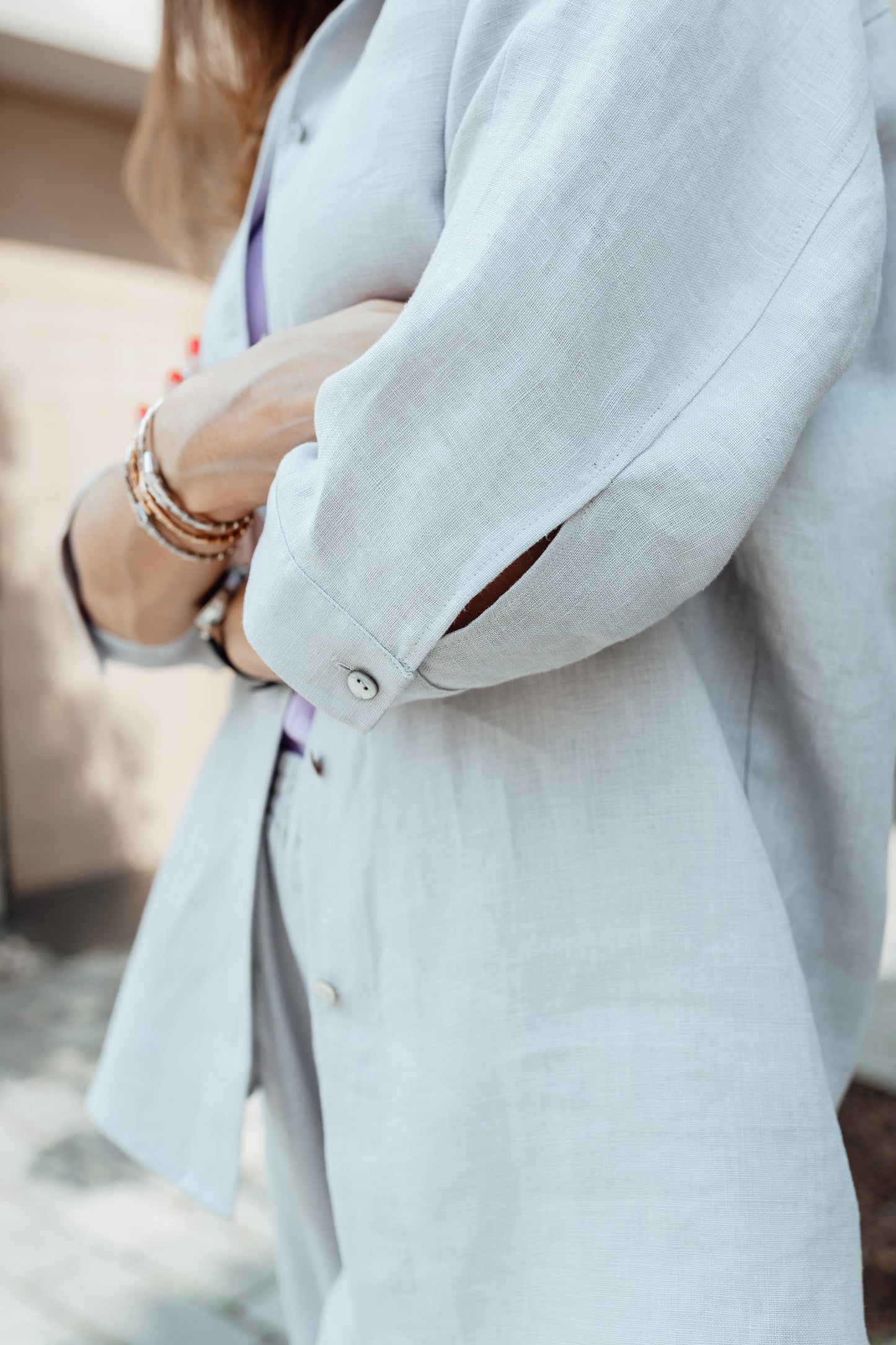 Relaxed fit light grey linen suit Michelle