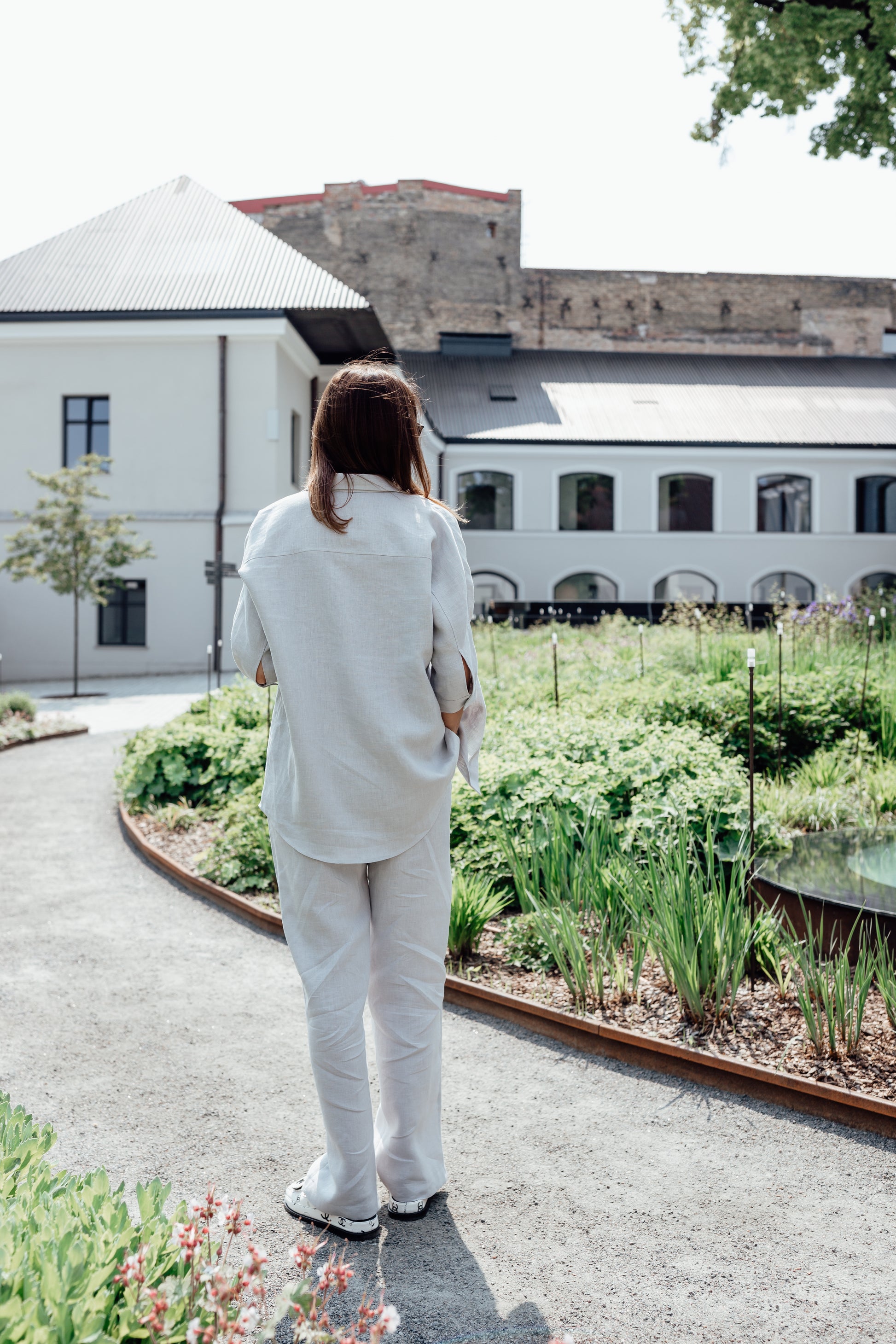 Light grey raglan linen shirt 