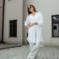Airy long linen shirt with wide cuffs and dropped shoulder line