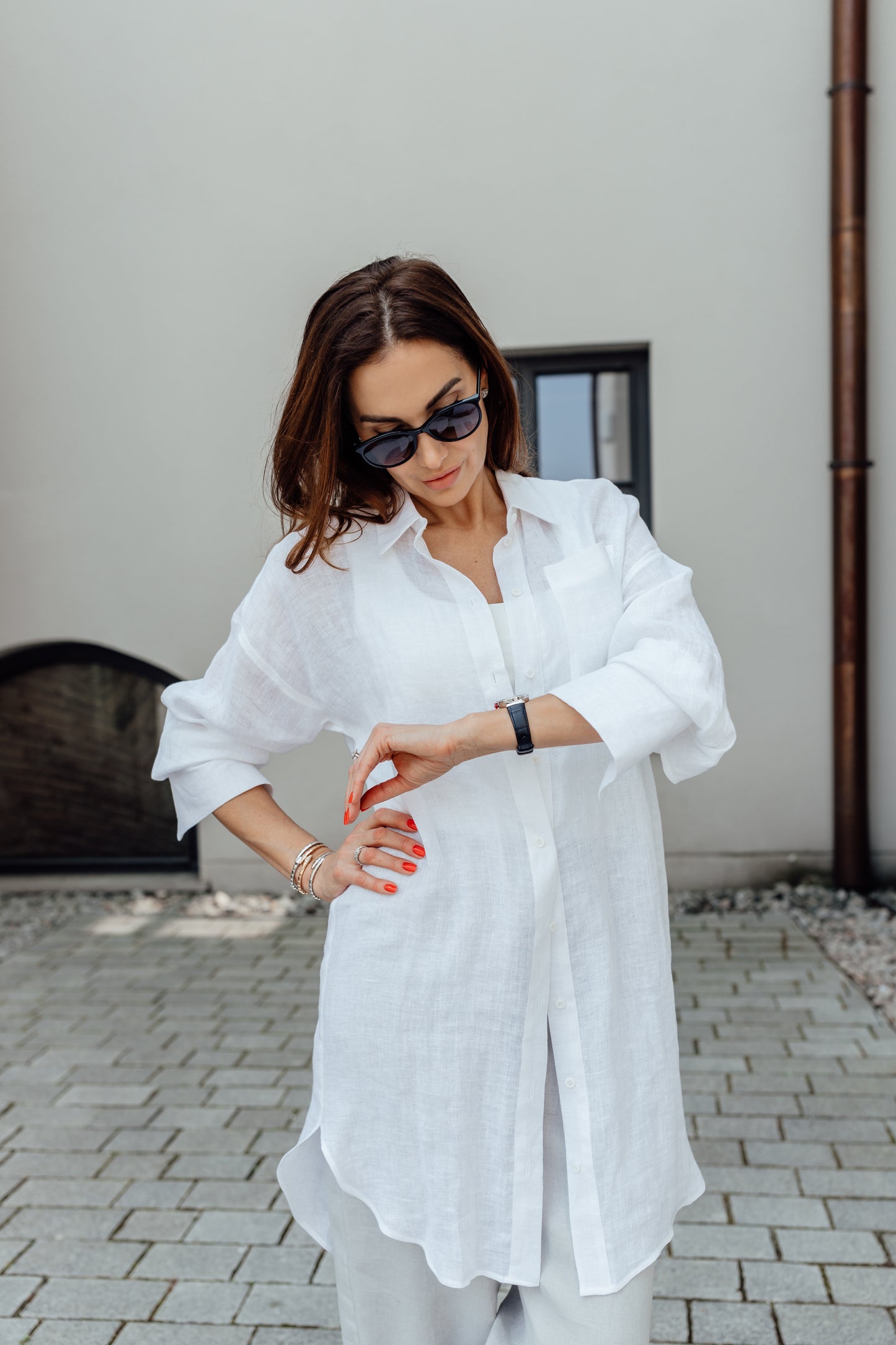 Linen oversized shirt dress