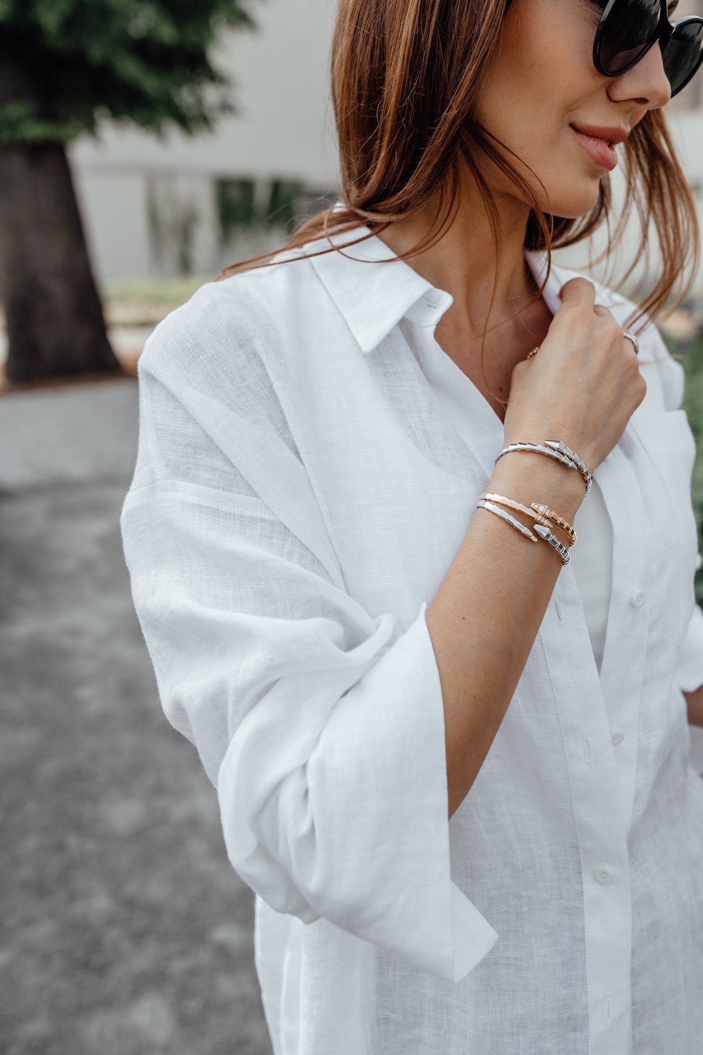 Linen oversized shirt dress