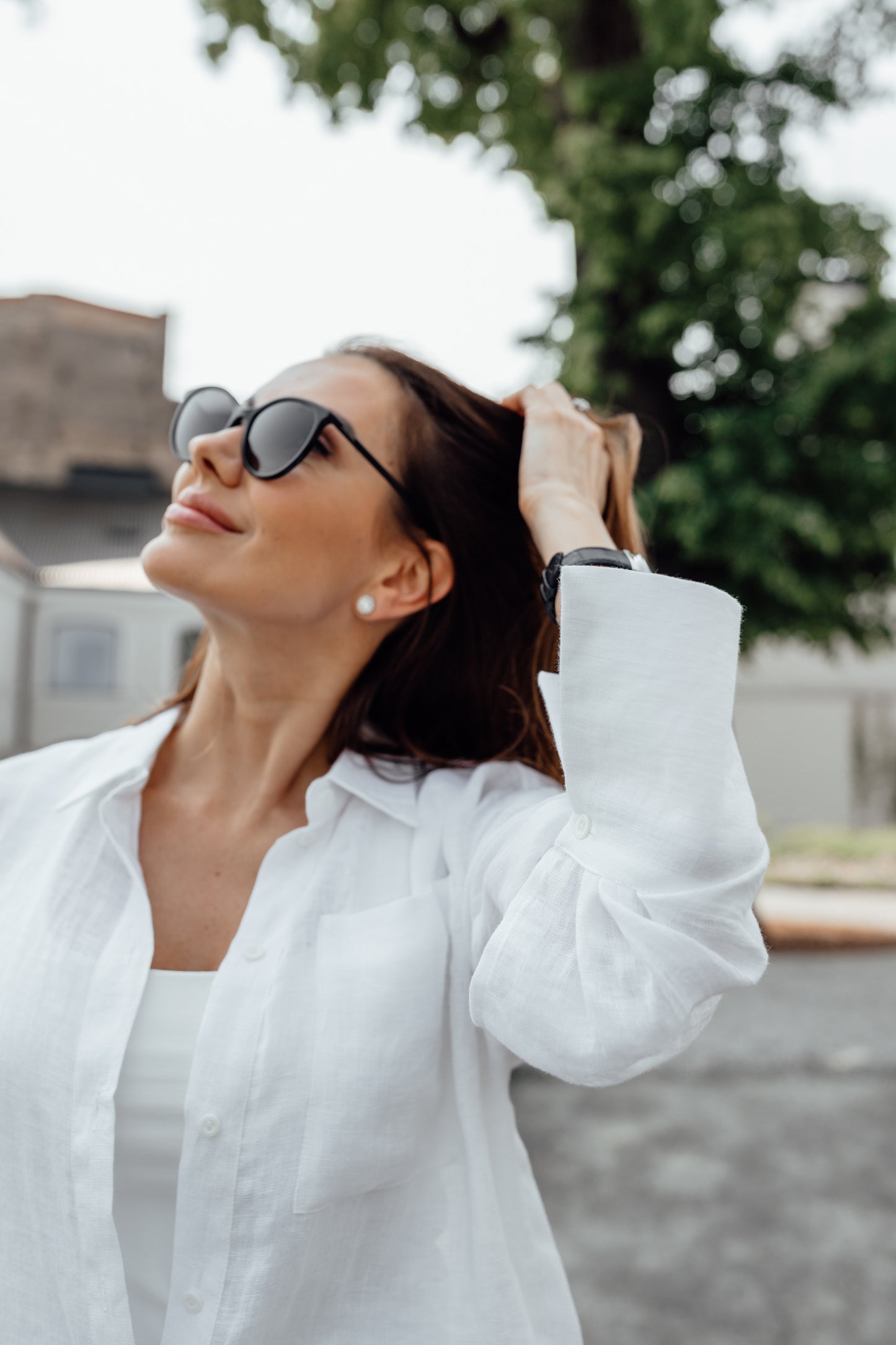 Linen oversized shirt dress