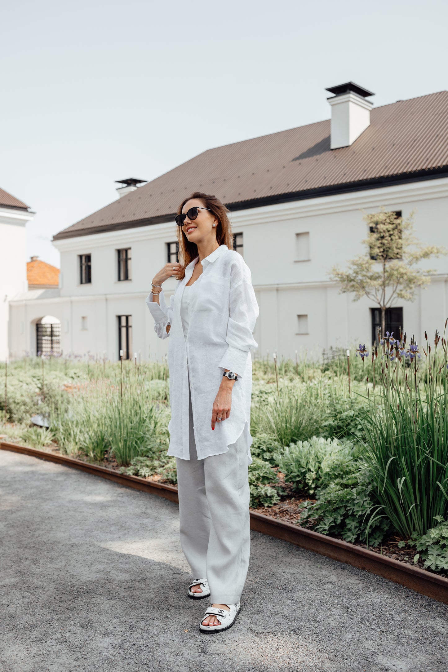 Linen oversized shirt dress