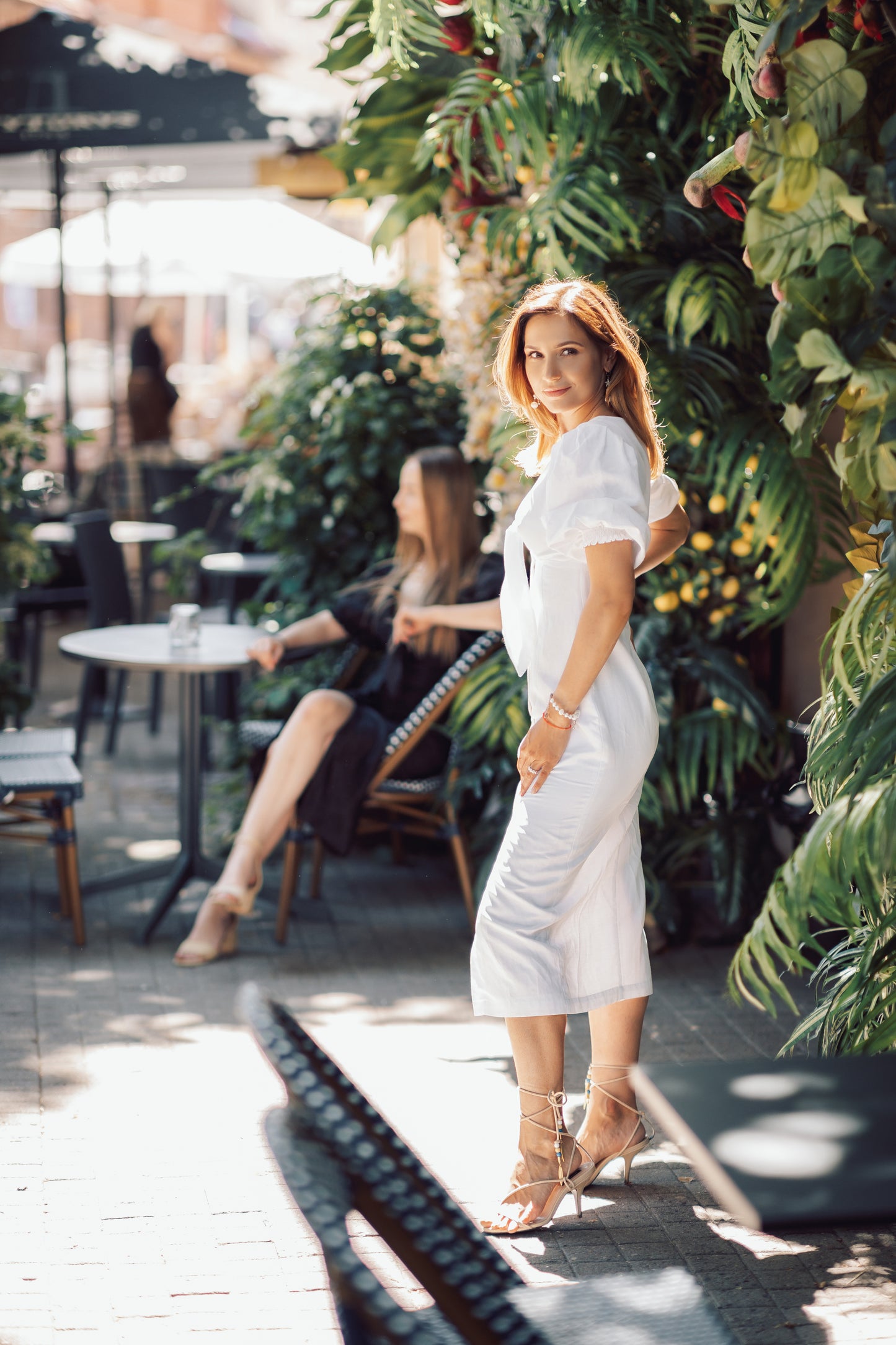 Front tie linen dress