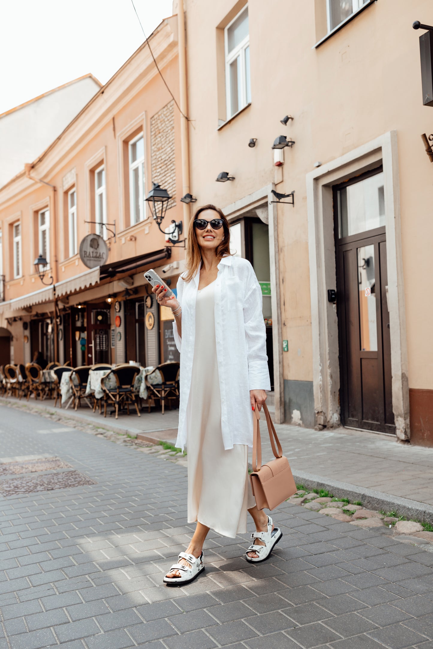 Linen oversized shirt dress