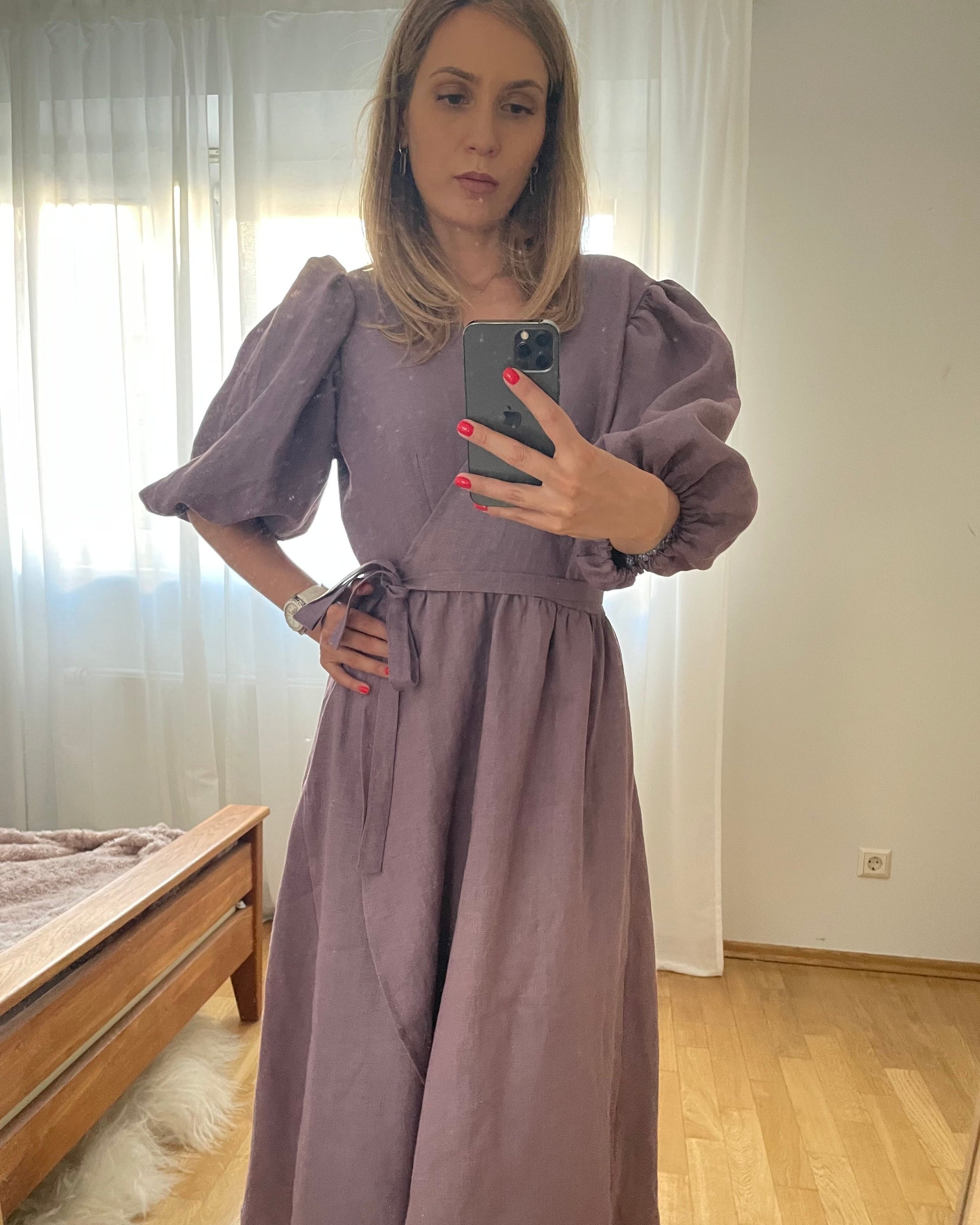 dress linen cotton Navy Blue Cotton Linen Paneled A-Line Midi Dress 60