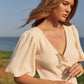 LILY Baumwoll-Musselin Wickelkleid Midi Elfenbein