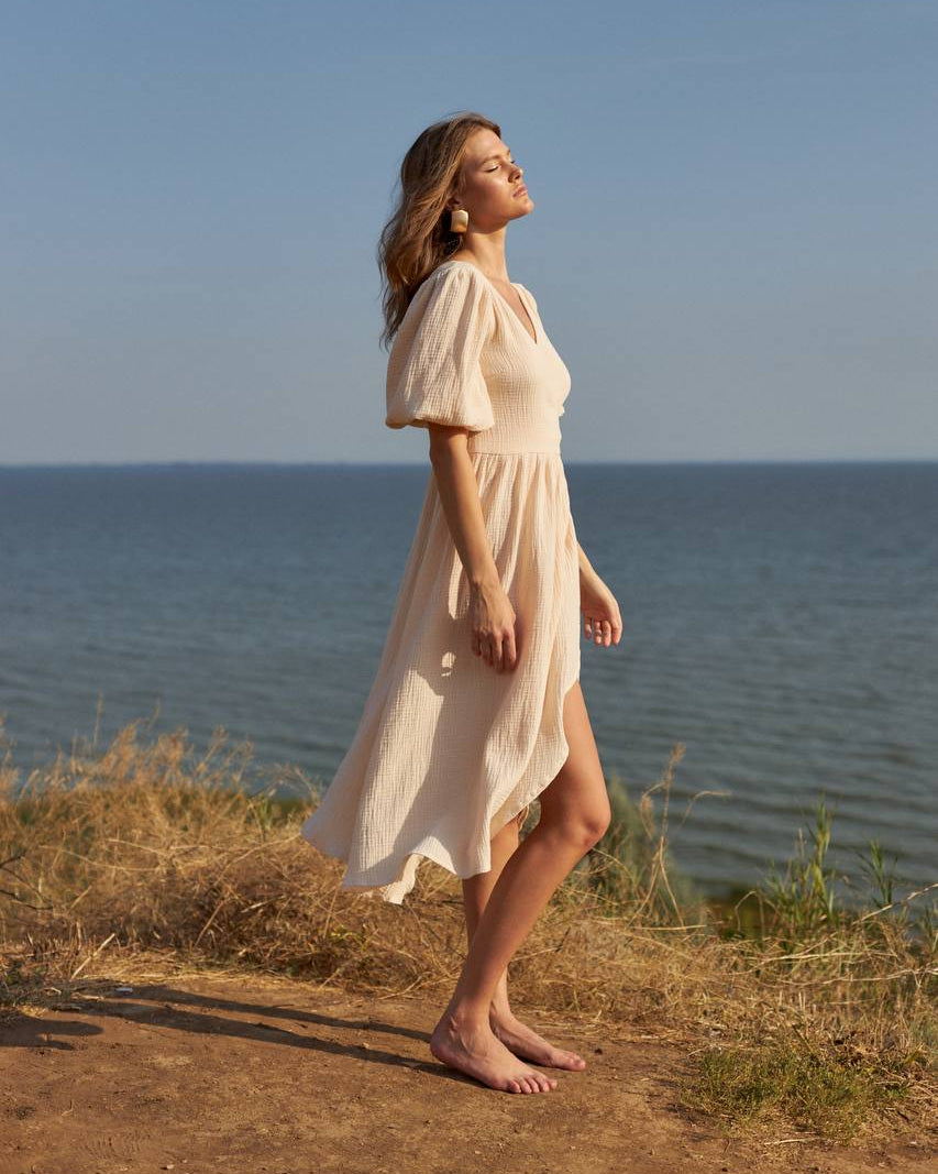 Robe portefeuille en lin / Robe portefeuille en mousseline