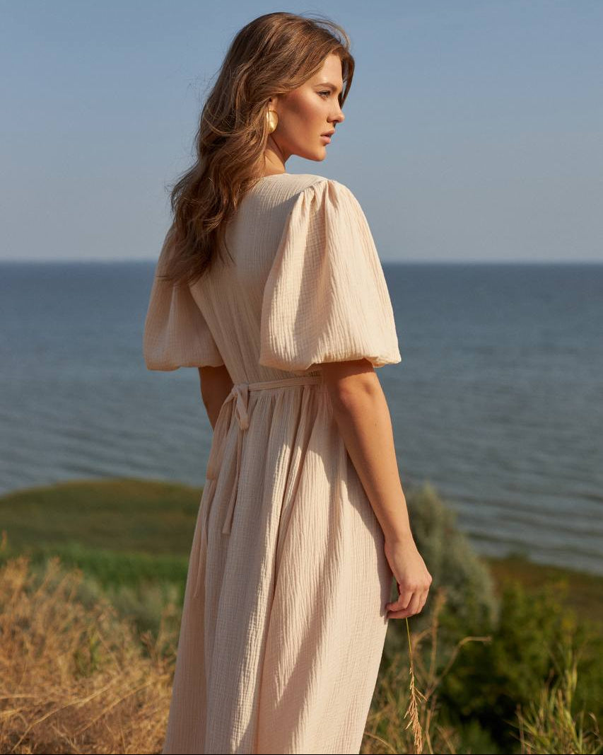Robe portefeuille en lin / Robe portefeuille en mousseline
