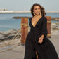 Deep neck black dress