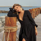 Deep neck black dress