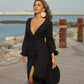 Deep neck black dress