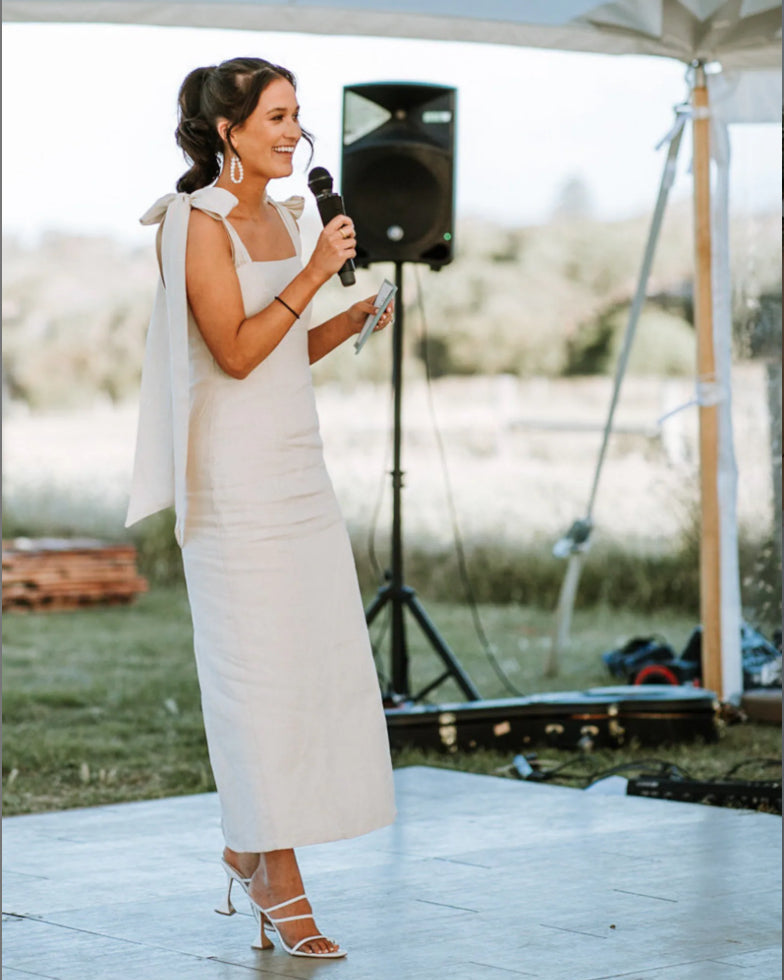 Narural linen midi dress