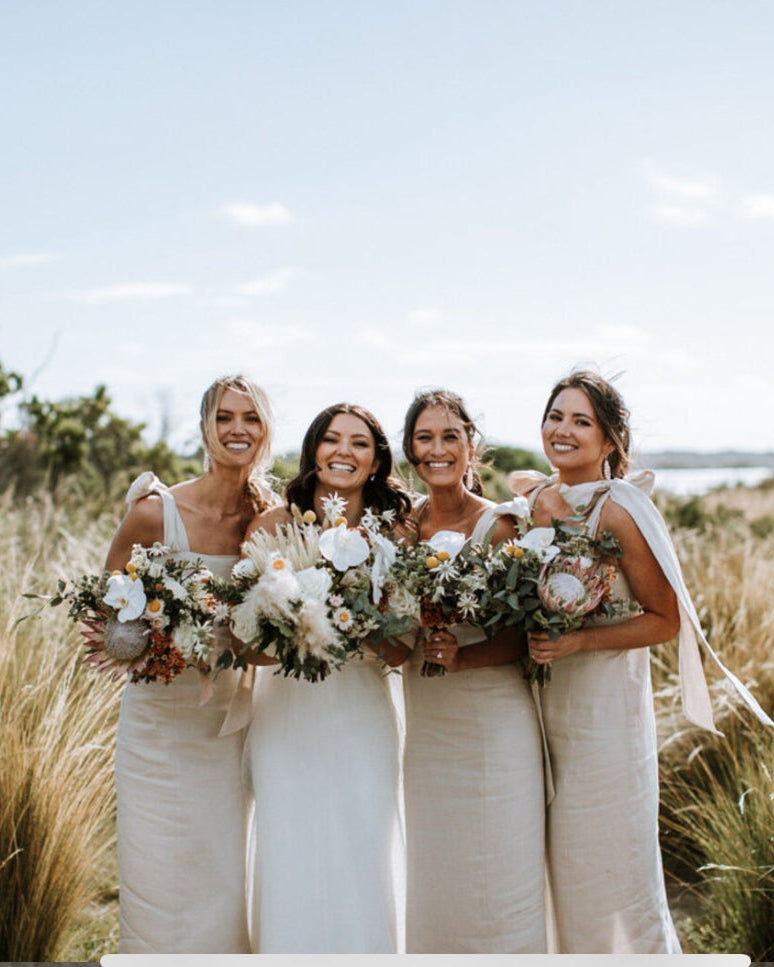 Natural linen midi dress bridesmaid