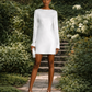 Satin Mini Wedding Dress with long sleeve front