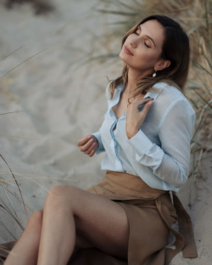 Blue silk blouse