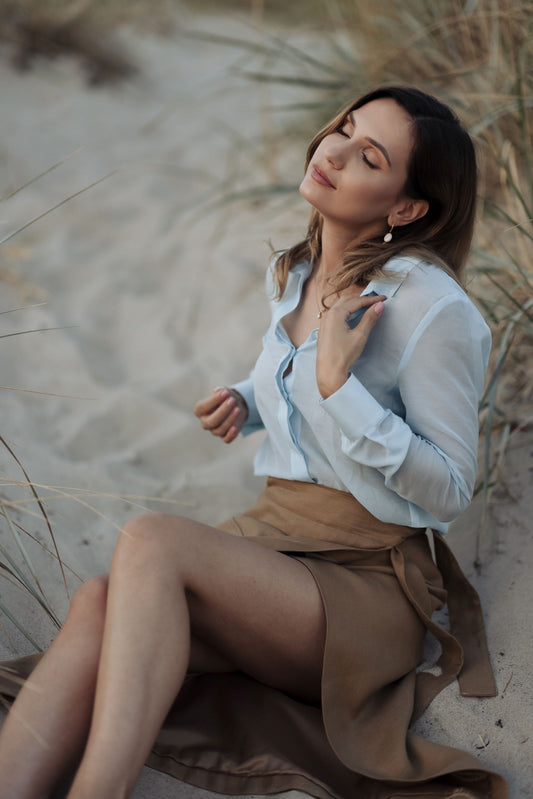 Sky blue silk shirt