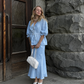 Sky blue linen skirt set
