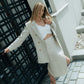 Women natural linen lined blazer and wrap linen skirt