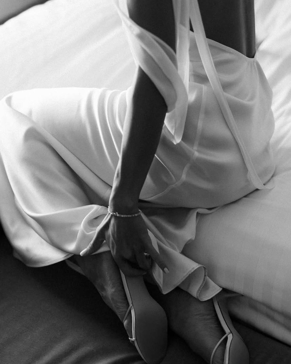 close up backless silk dress