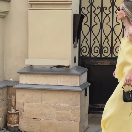 Linen butter yellow women set