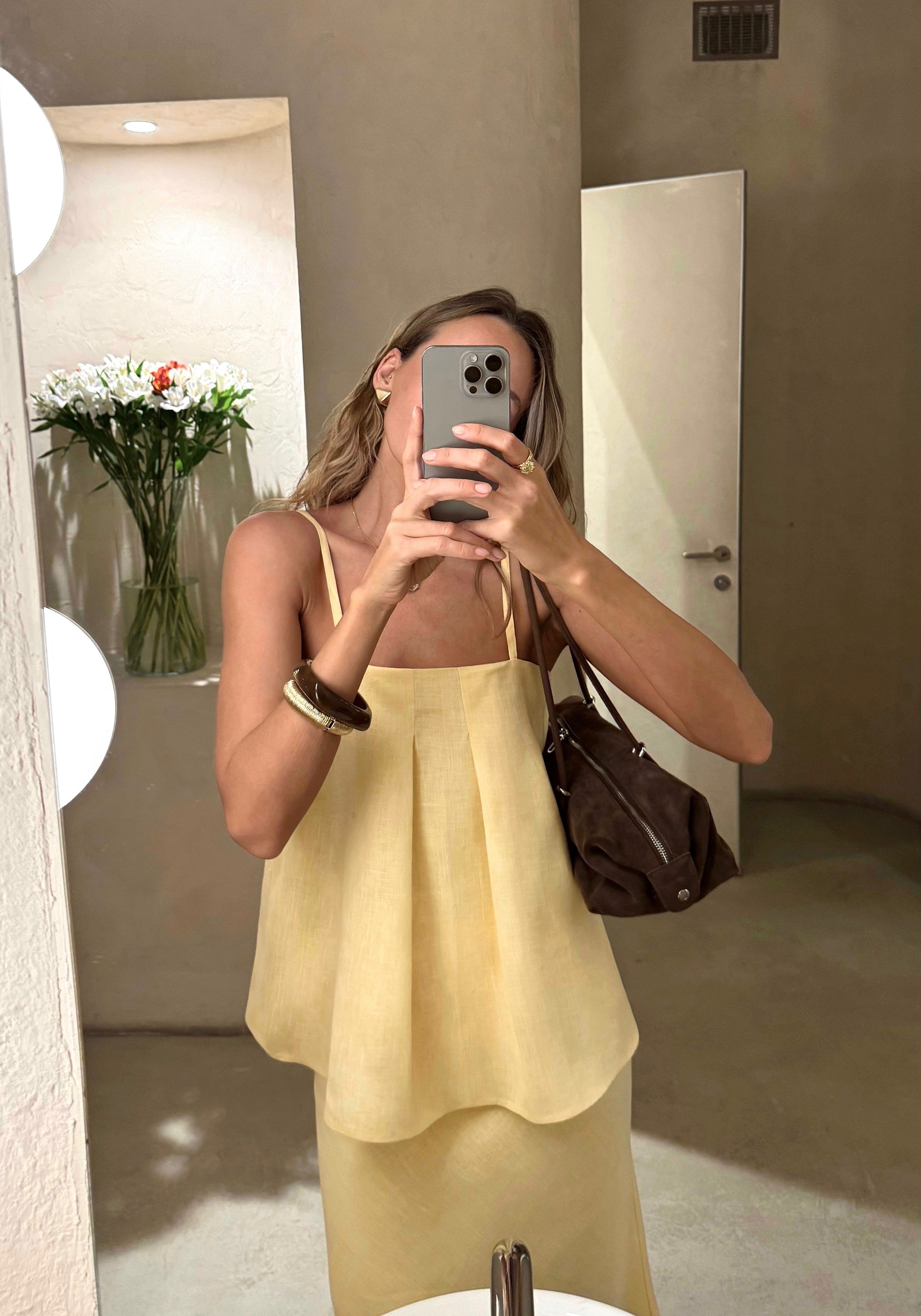 women linen skirt set