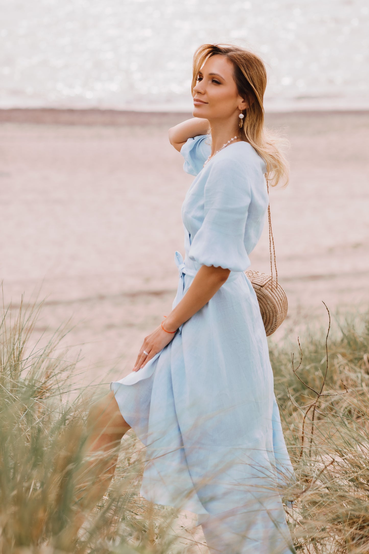 Long Wrap Linen Dress