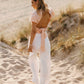 Linen wide leg trousers with high waist