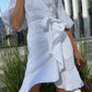 Robe portefeuille midi en lin