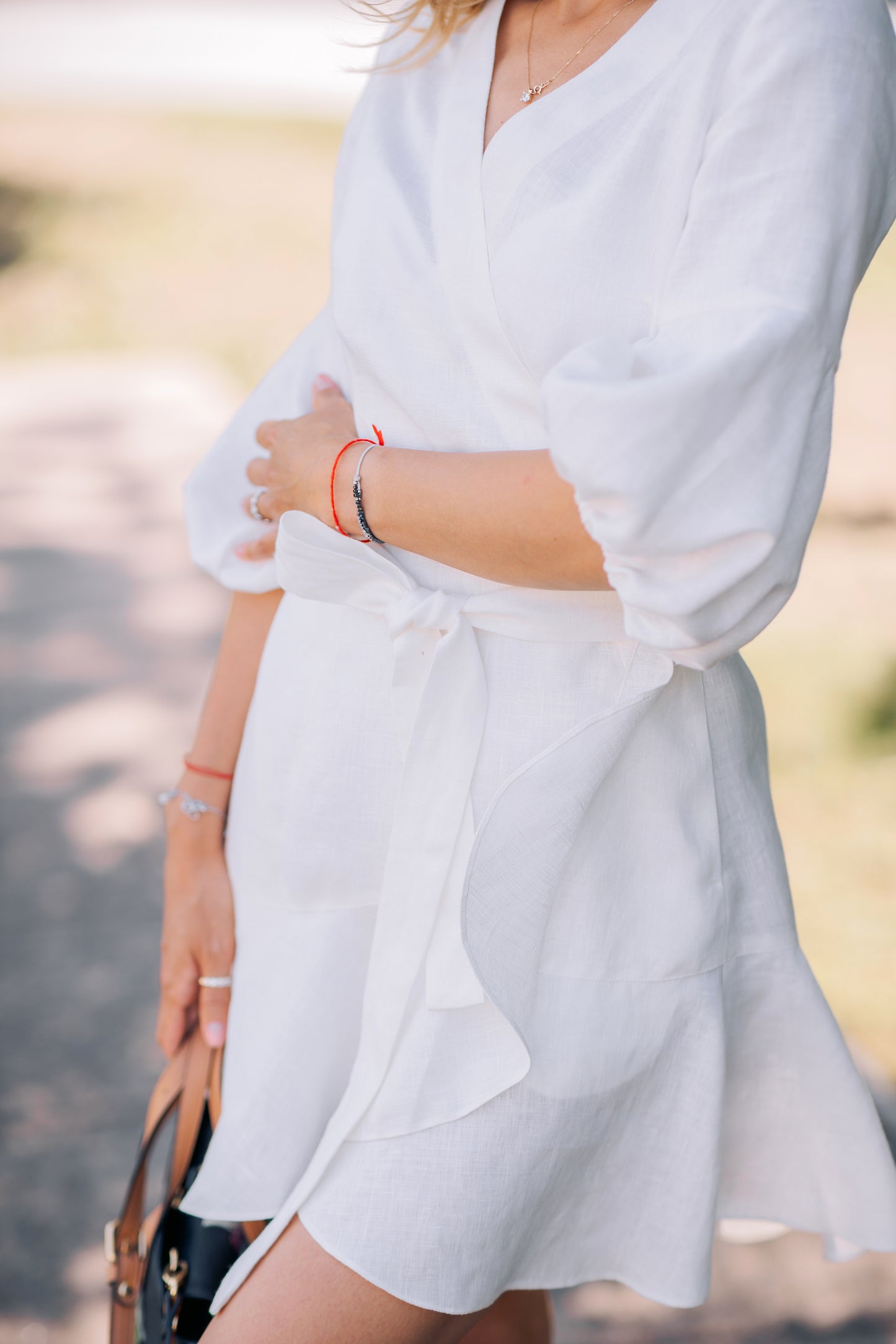 EASE Wrap mini linen dress