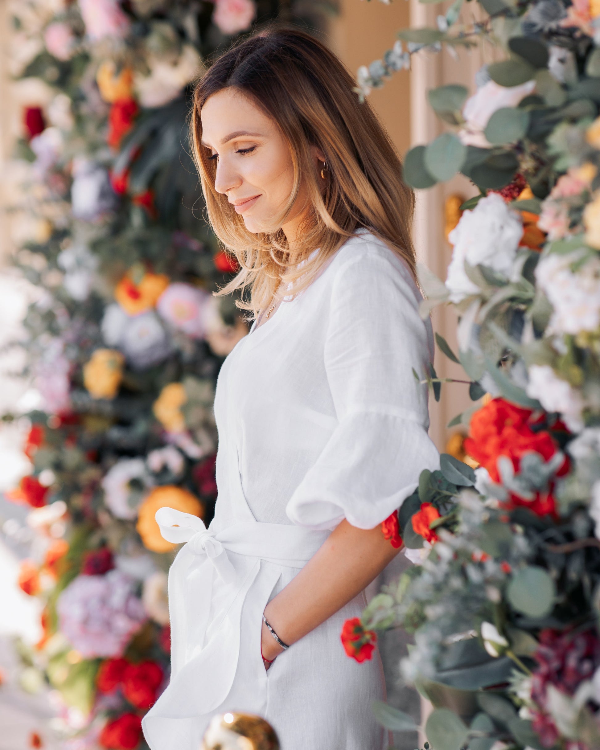 White wrap midi dress XL / Cream White