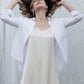 Natural silk slip midi dress with white linen shirt