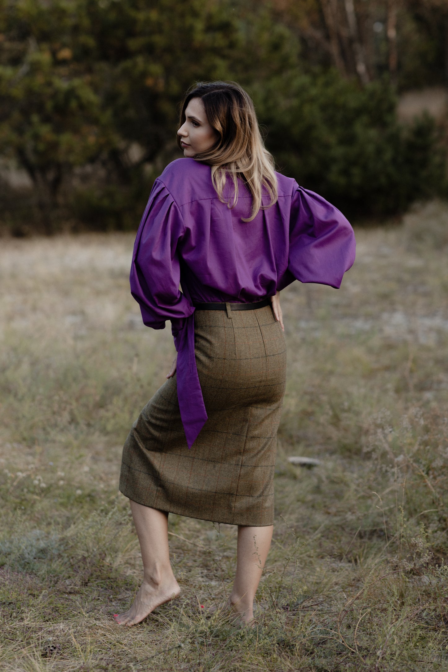 Plaid green midi skirt